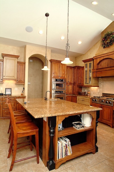 Kitchen with wood cabinets and granite counter tops